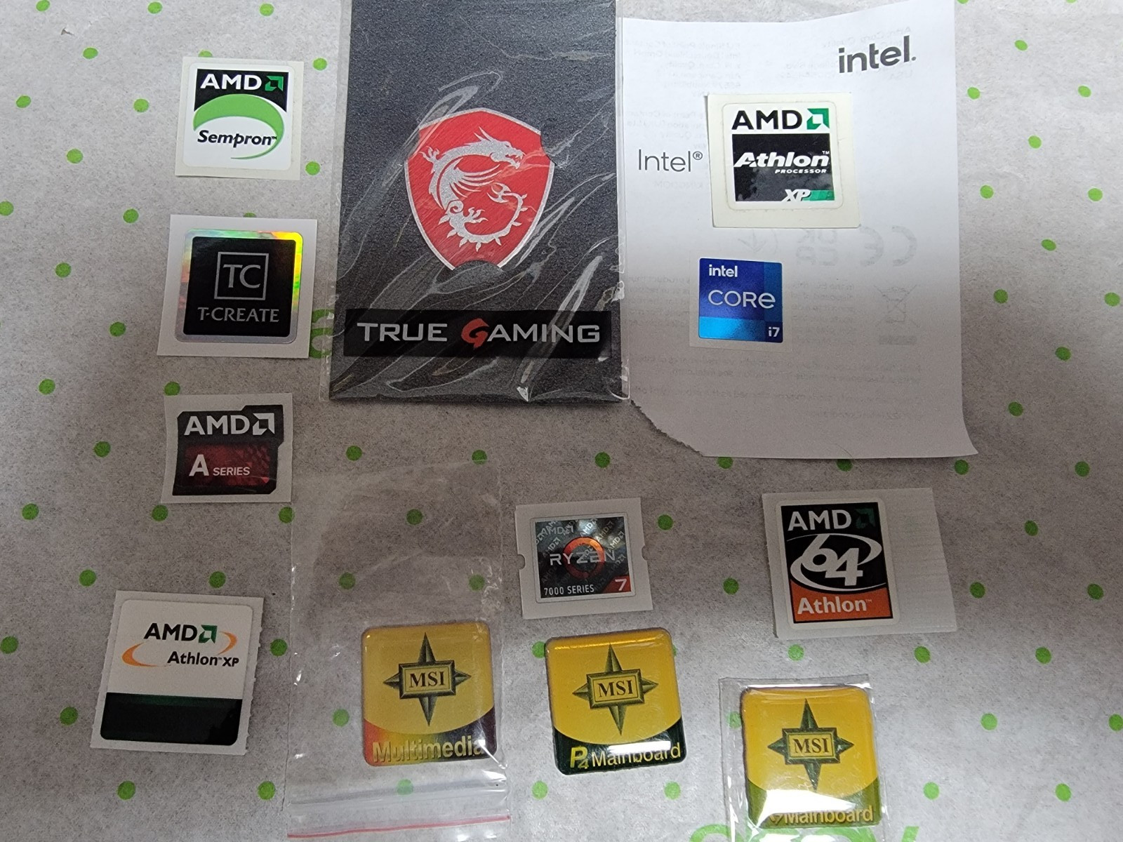 12 ASSORTED COMPUTER / CPU DECAL LOGOS (SEE PICTURE)
