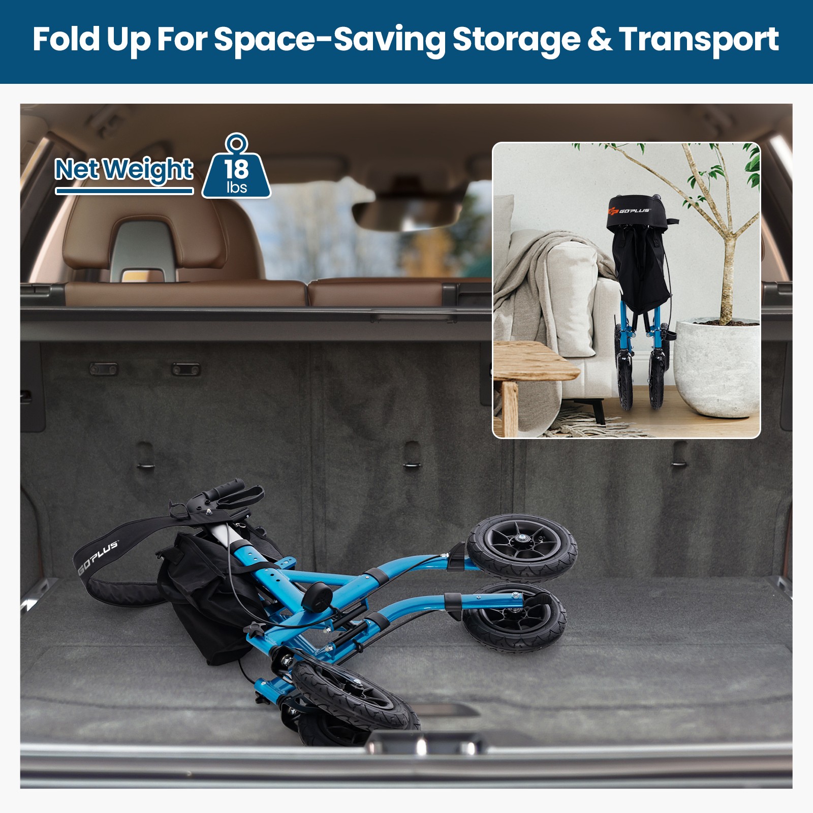 Foldable Height Adjustable Rollator Walker with Seat, Storage Bag for Seniors
