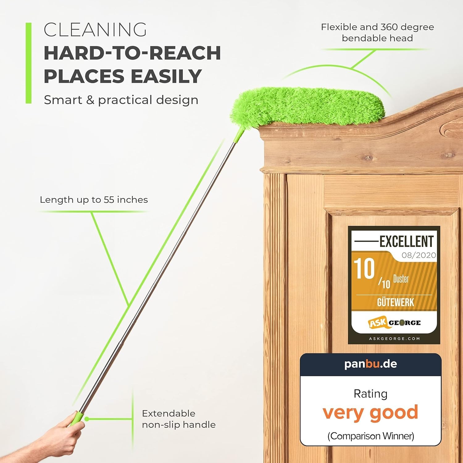 Extendable Microfiber Feather Duster for Dust Ceiling Fan Cobweb Cleaners