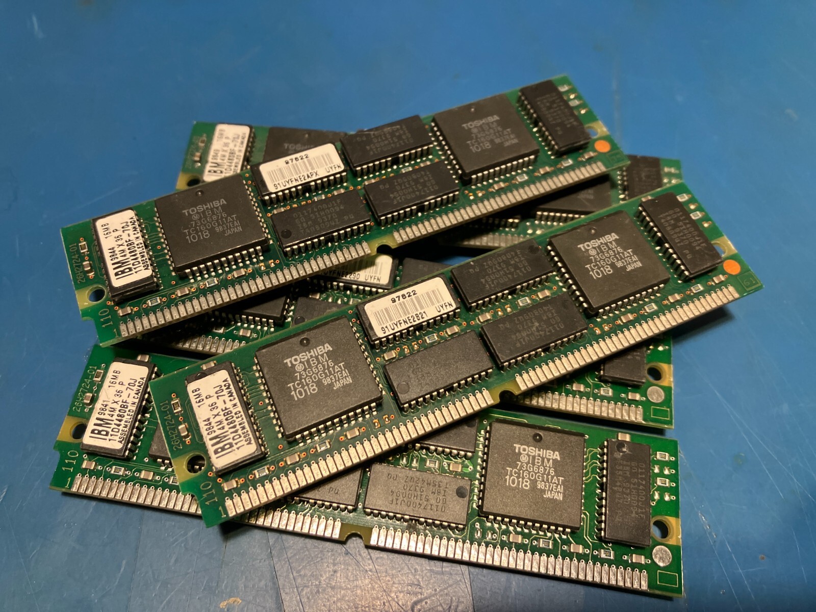 5x Lot IBM 16MB 4Mx36 11D4480BF-70J Fast Page FPM RAM Memory SIMM PS/2