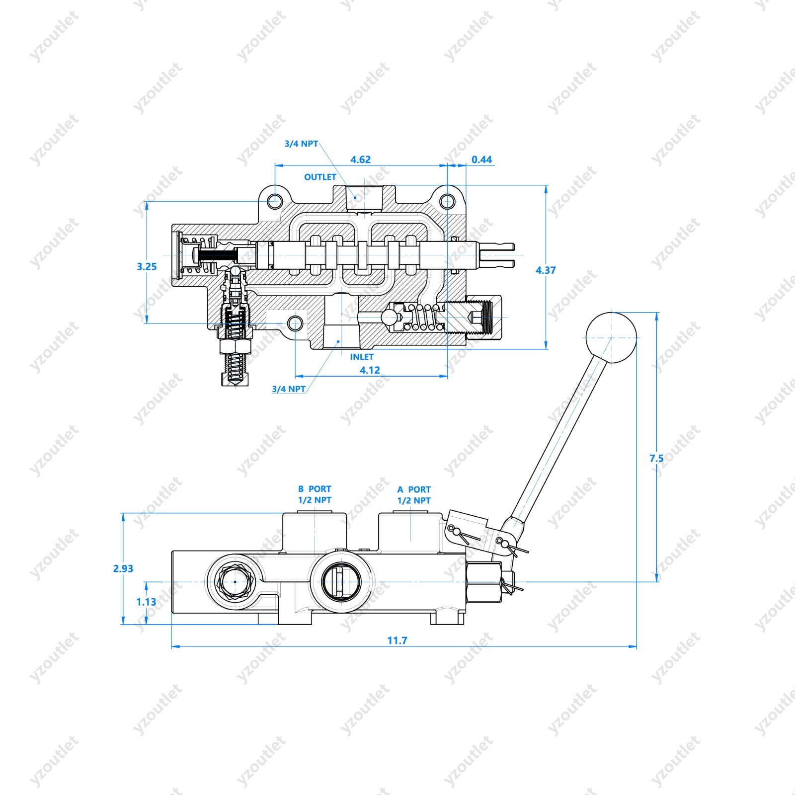 Log Splitter Valve (Brand New) 3/4" Work Port