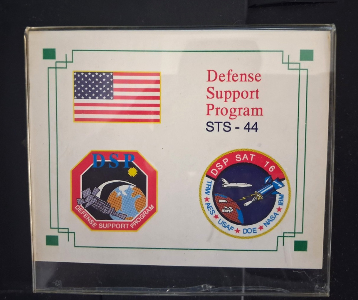 Vintage TRW Space Shuttle Atlantis Flight STS-44 Memorabilia Card FROM ORBIT