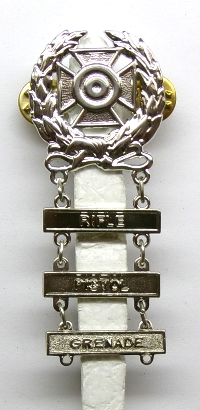 Army Qualification Expert Badge with RIFLE PISTOL GRENADE Bars Shiny Brite