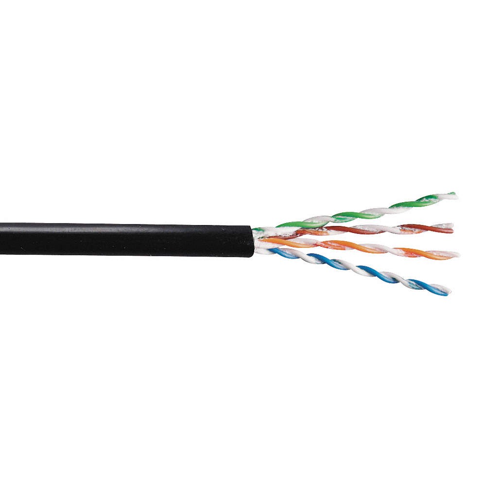 GENSPEED W7136100 Data Cable,Cat 6,23 AWG,1000ft,Black 1MWZ2