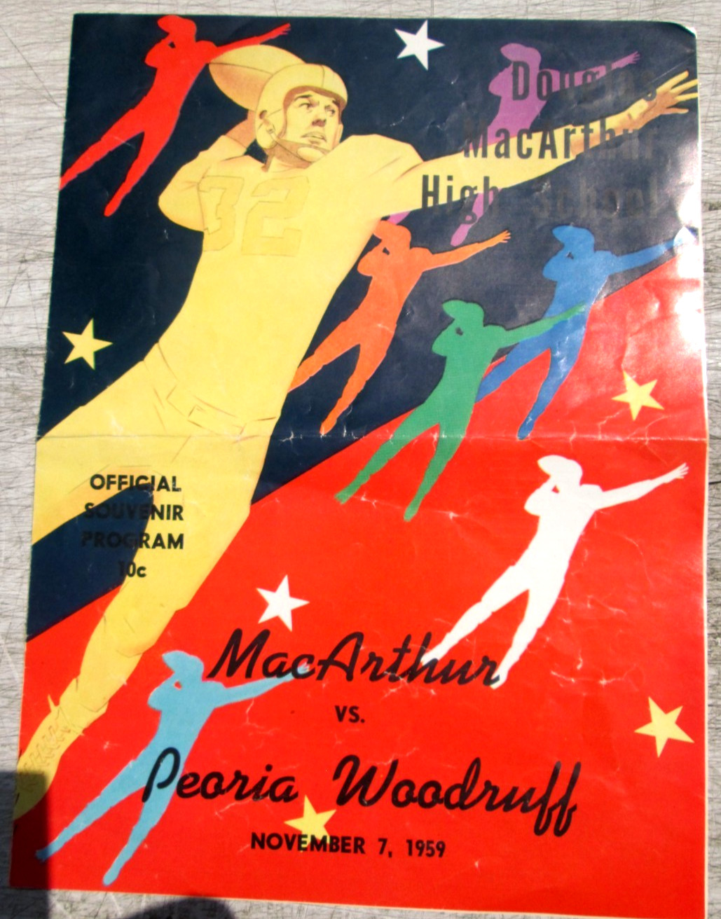 Douglas MacArthur High School Decatur Il. Football Program 1959 Peoria Woodruff