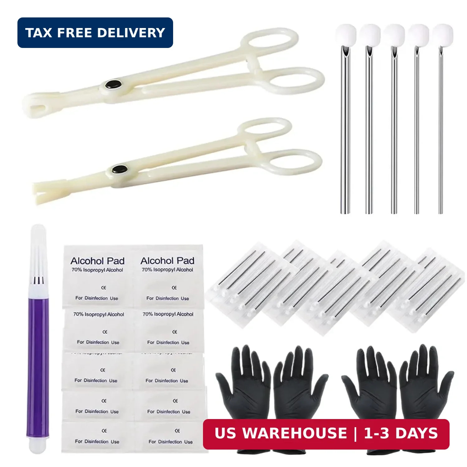 Body Piercing Kit - Yuelong 40pcs Piercing Needles Clamps Kit Mix Needles 12G 14