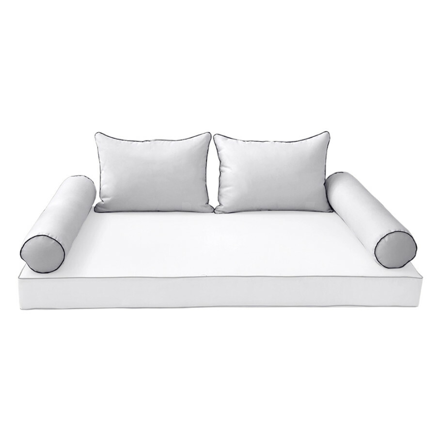 *COVER ONLY*-Style4 Outdoor Bolster Pillow Slipcover Contrast Trim Twin AD105