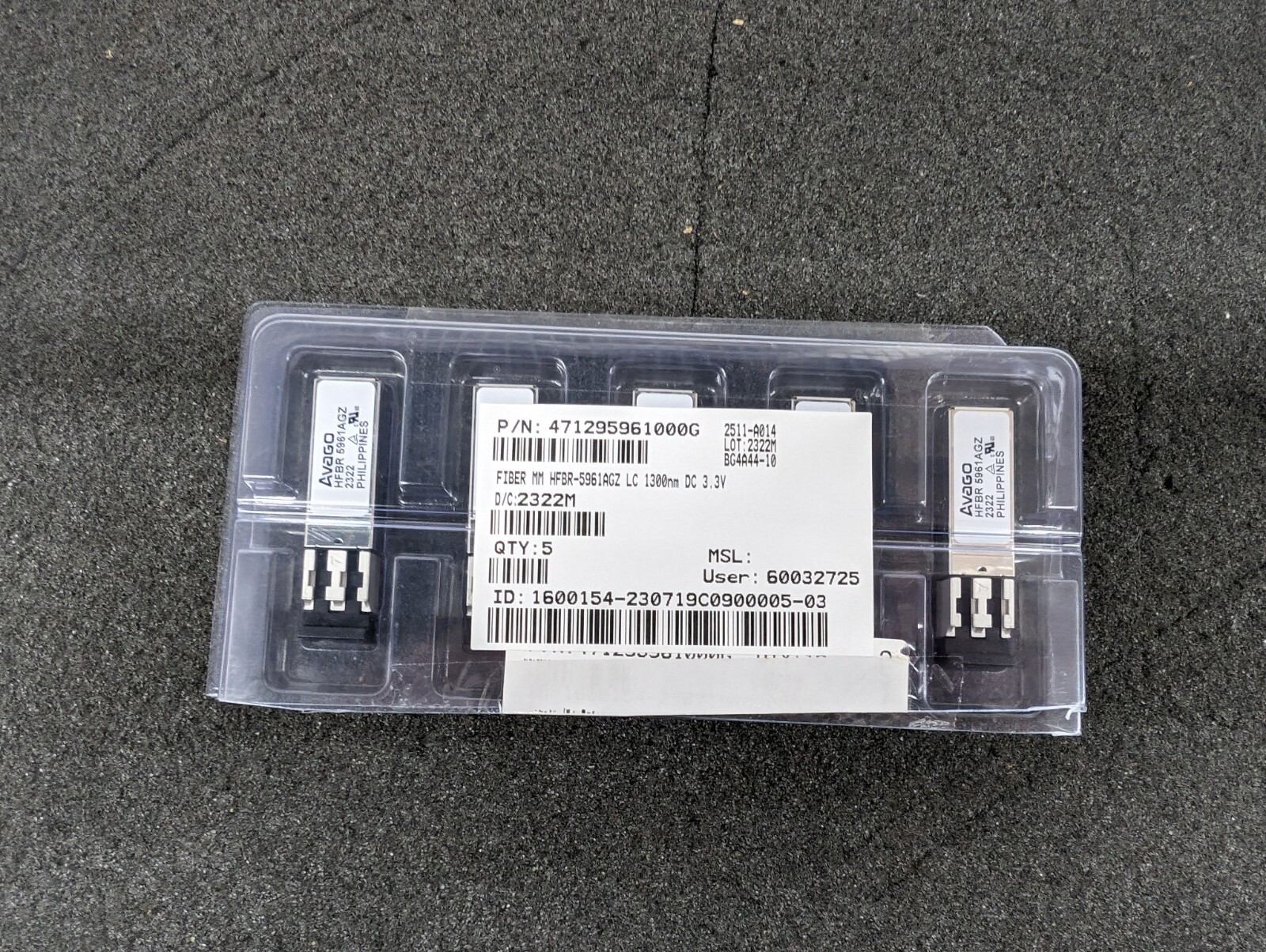 New, Avago, HFBR-5961AGZ, TXRX MMF FE SONET OC-3 2X5