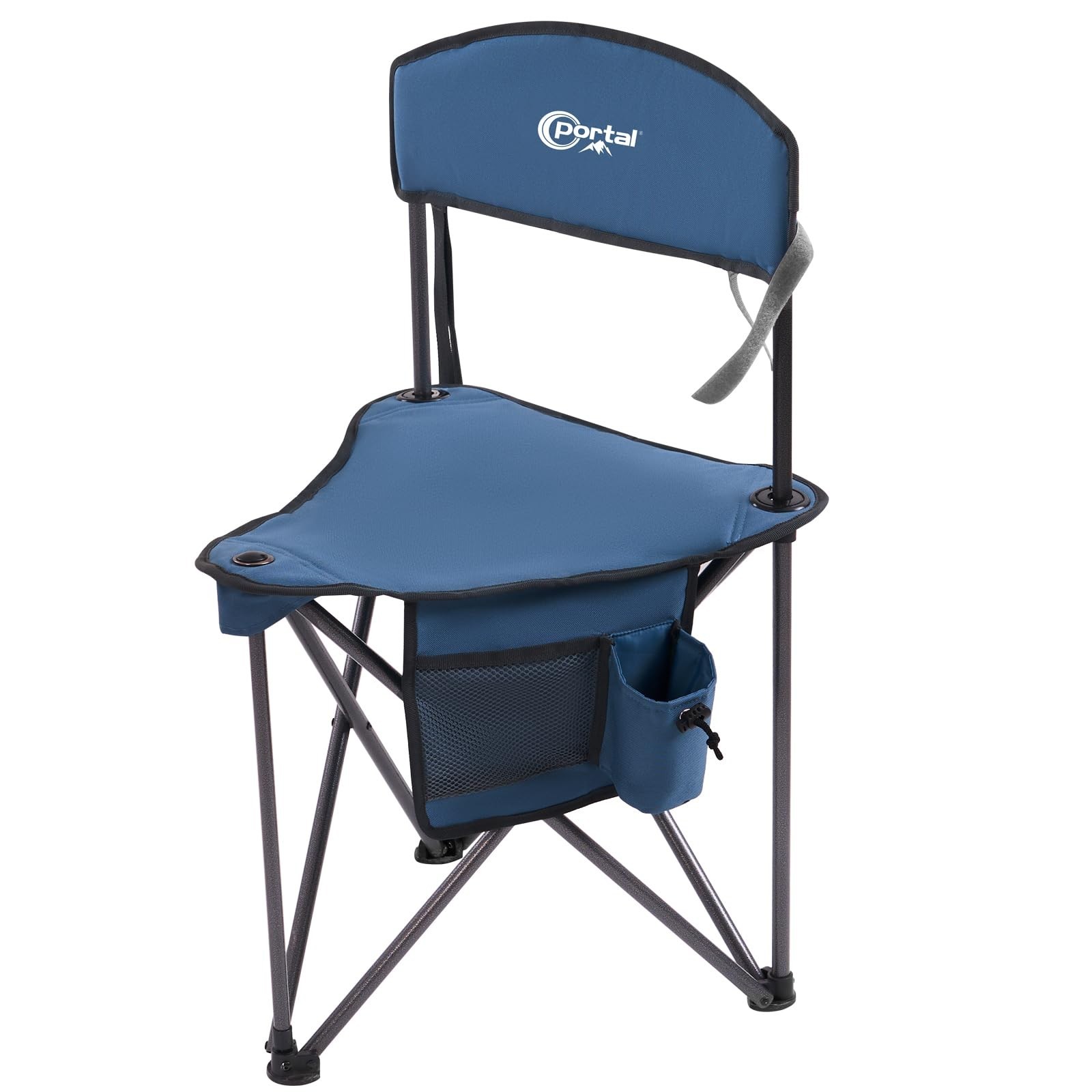 Extra Large Folding Tripod Stool W/ Backrest Fishing Camping Chair Blue 225lb
