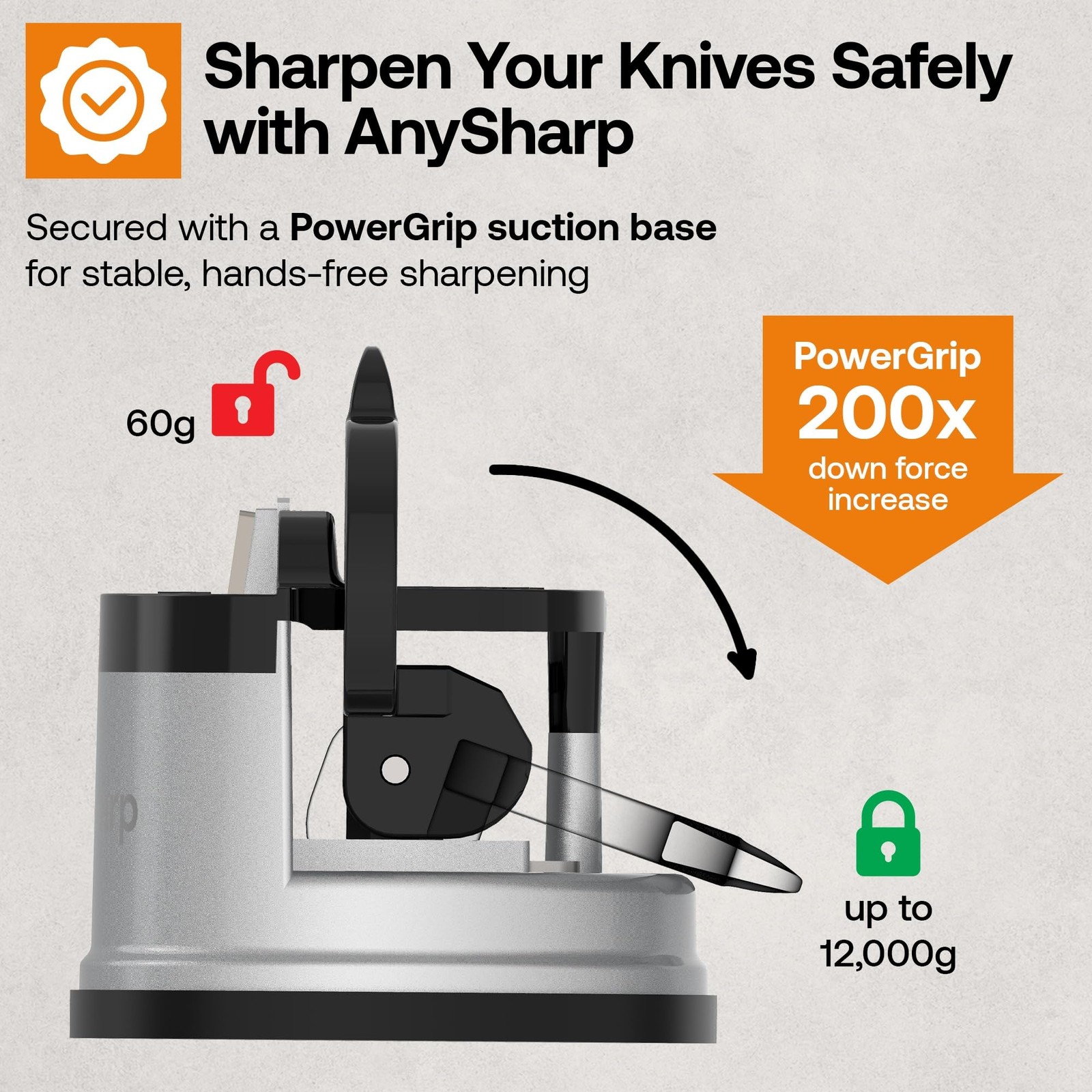 – GLOBAL – Hands Free Knife Sharpener - Easy to Use Sharpening Tool with Powe...