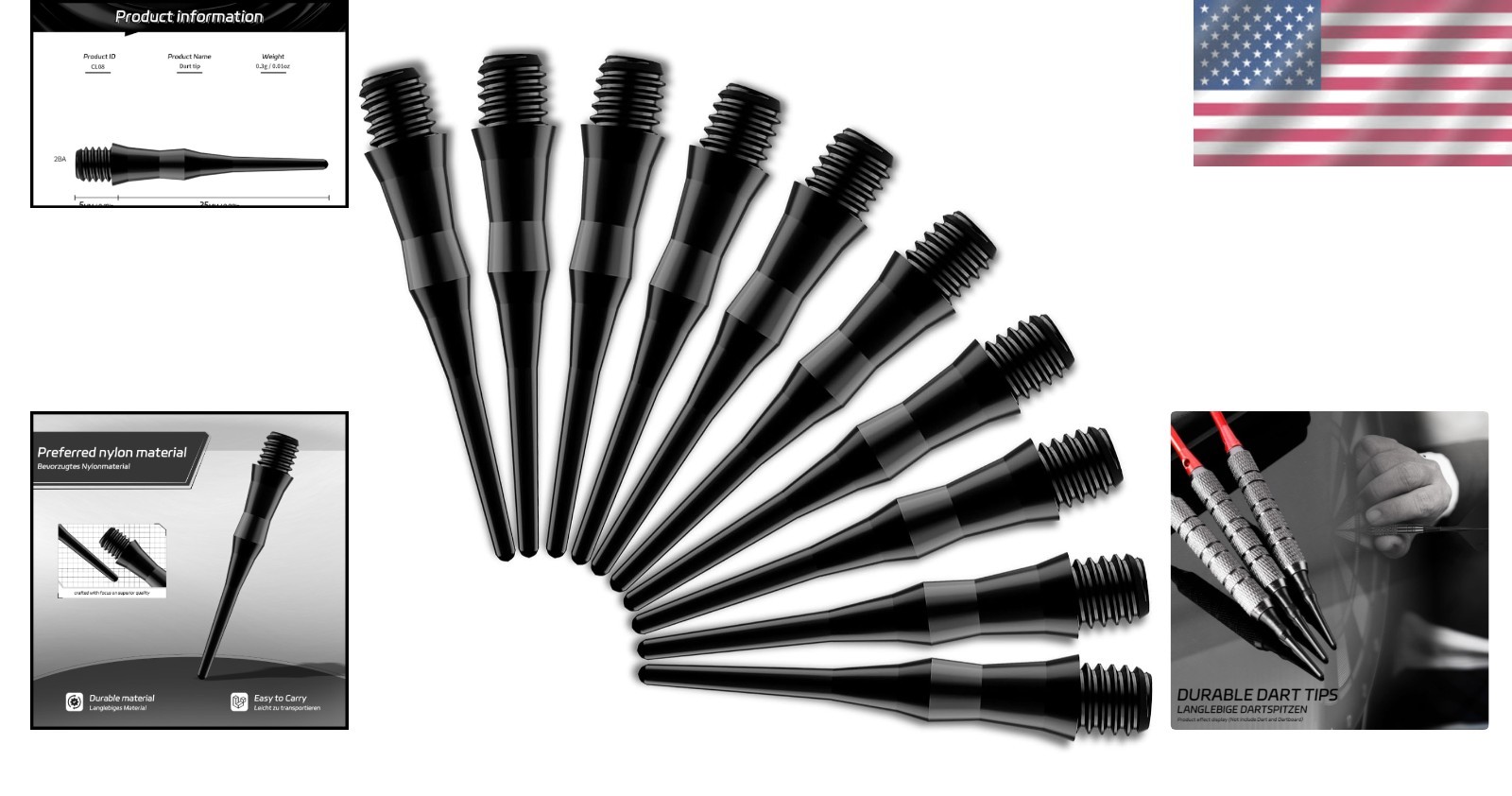 Convenient 100-Pack of Lightweight 2BA Thread Dart Points - Easy Setup