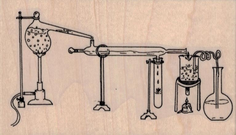 Chemistry Set-up 4 x 2 1/2" Rubber Stamp, Object Stamp, Science Stamp