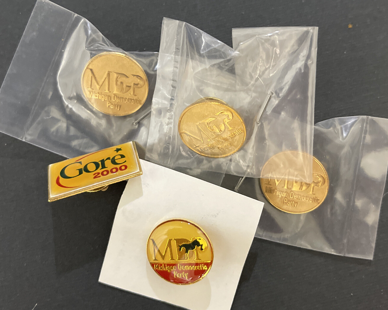 Michigan Democratic Party Lapel Pin Lot (4) w Al Gore 2000
