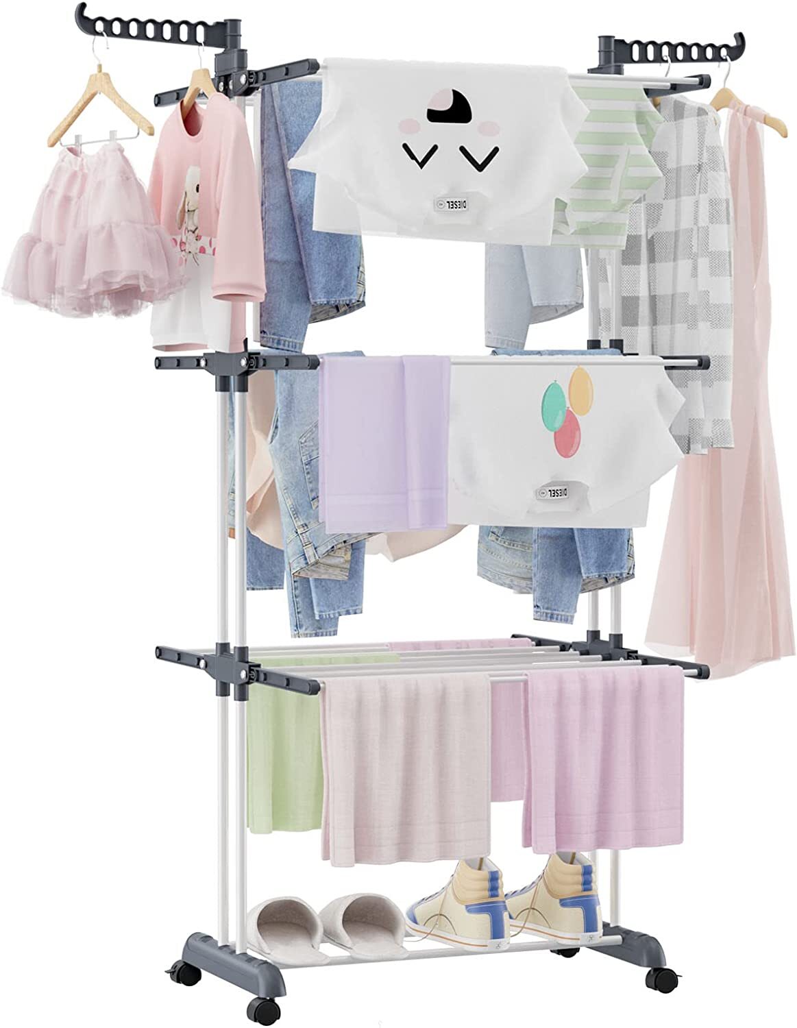 Folding Clothes Drying Rack Stainless Steel Laundry Rack Storage Stand Portable