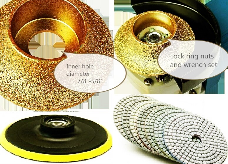 B10 Roundover Bullnose Router Bit Kit + 5" Polishing Pads Granite Countertop