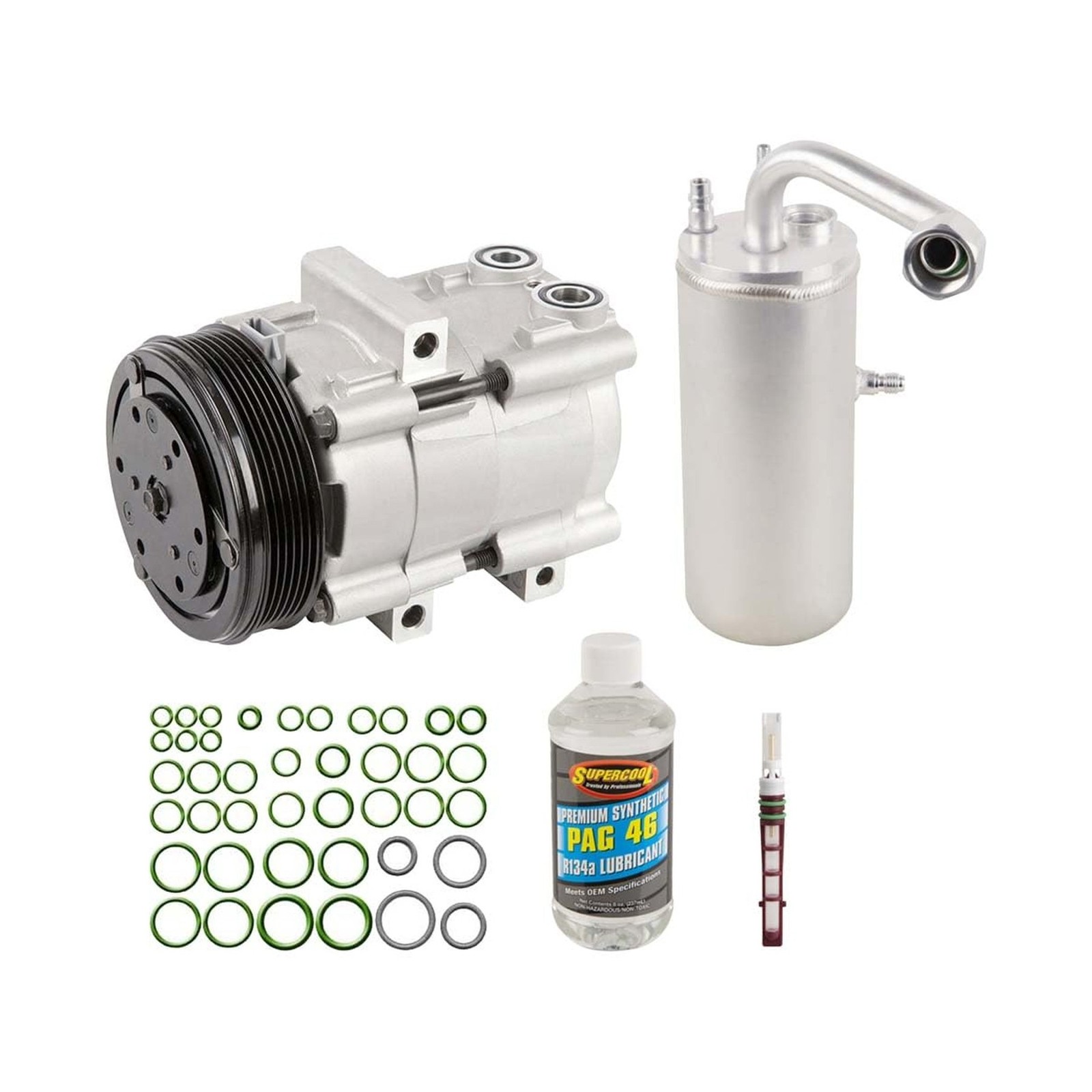 AC Compressor & A/C Kit For Ford F250 F350 F-250 F-350 Super Duty 5.4L V8 6.8...