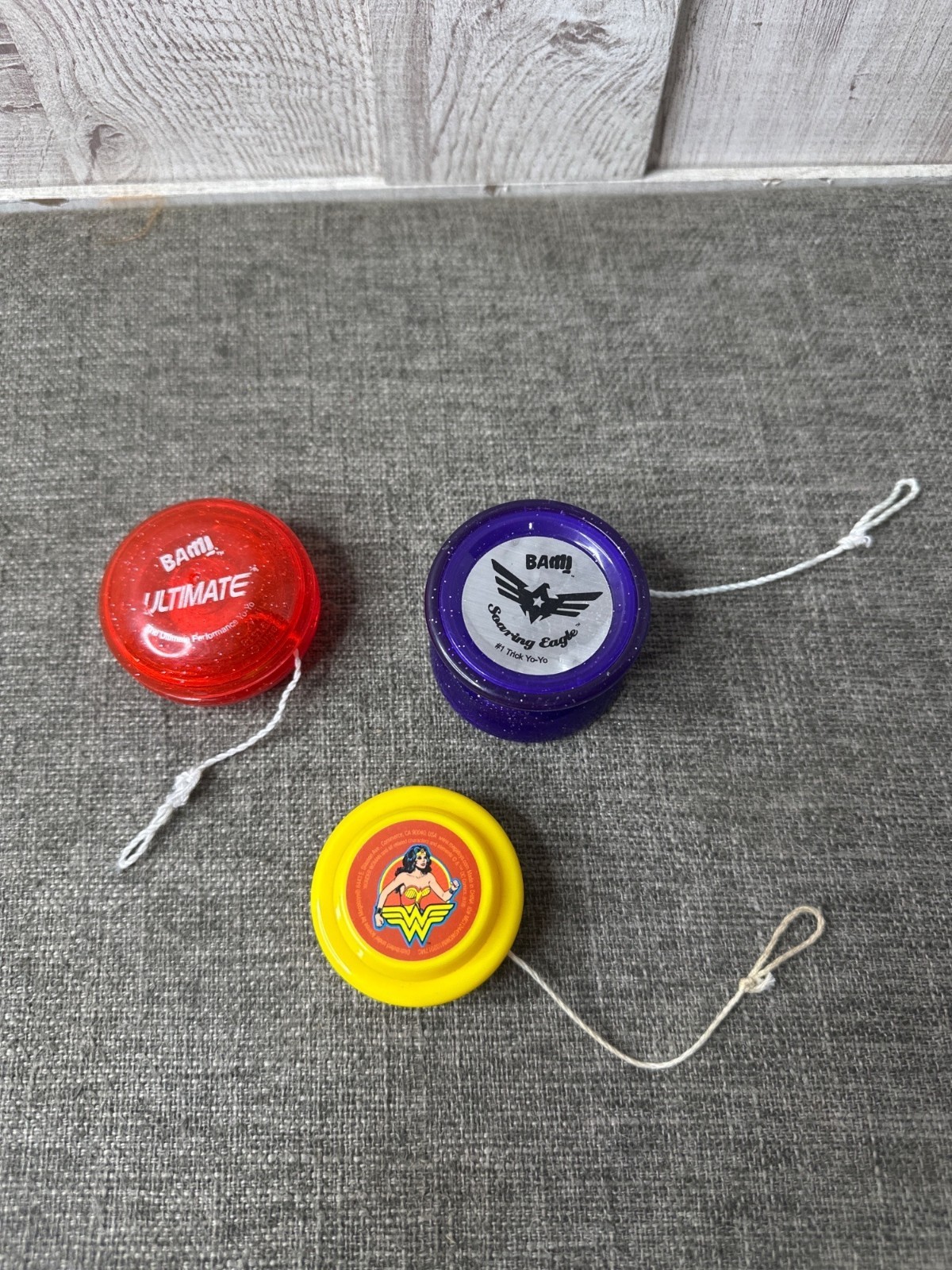Yo-Yo Mixed Lot of 3 Bam Red Ultimate Purple Soaring Eagle Yellow Wonder Woman