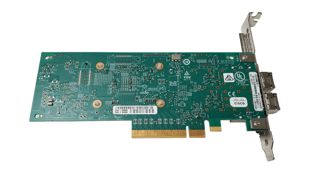 Cisco QLE2692-CSC Dual Port 16Gb HBA UCSC-PCIE-QD16GF FH Bracket w/ SFPs