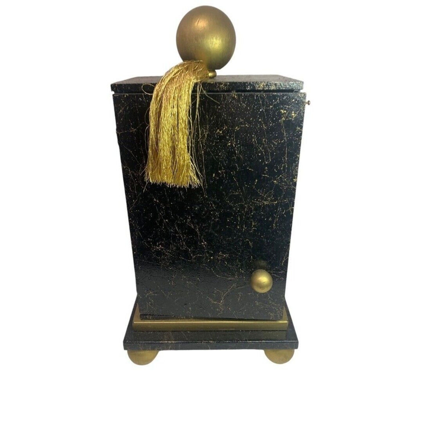 R.Stad Designs Black Gold Handmade Hinged Tabletop Cabinet Box for VHS Tapes 20"