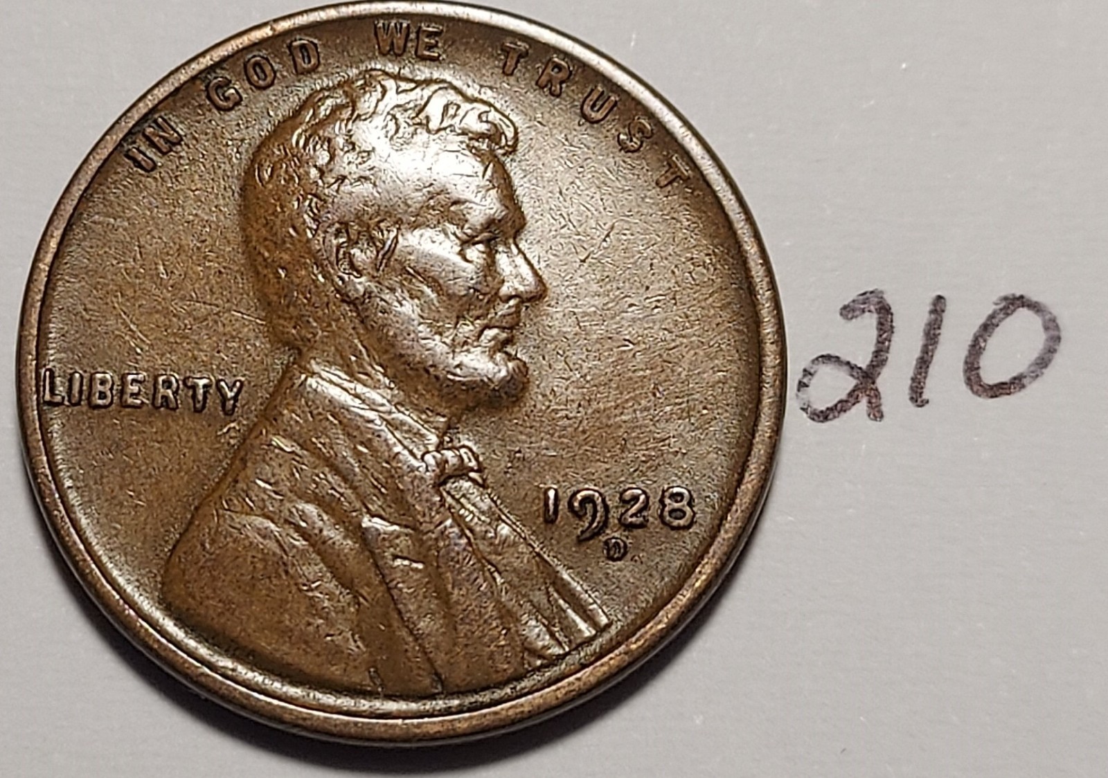 1928-D Lincoln Wheat Cent   EXTREMELY FINE    #210