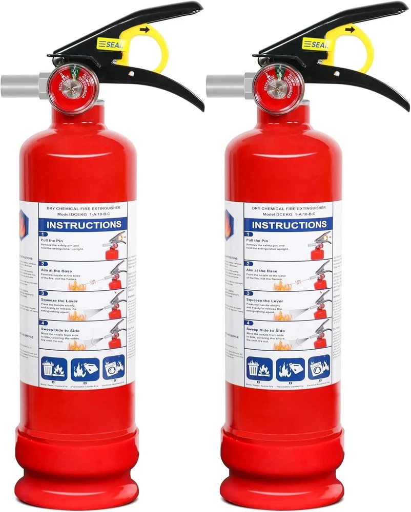 2 Pack ABC Dry Chemical Fire Extinguishers, 2.5 lb 1A:10B:C Rating for Home, Veh