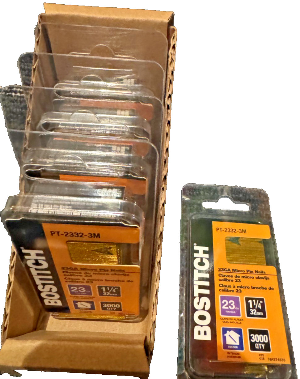 Bostitch PT-2332-3M 1-1/4 in. L x 23GA Micro Pin Nails 5 packs of 3,000pcs