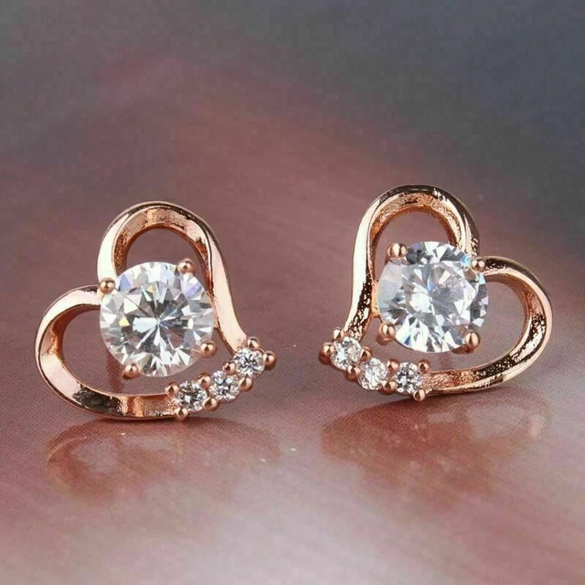 3Ct Round Cut Lab Created Diamond Women's Stud Earring 14k Rose Gold Plated
