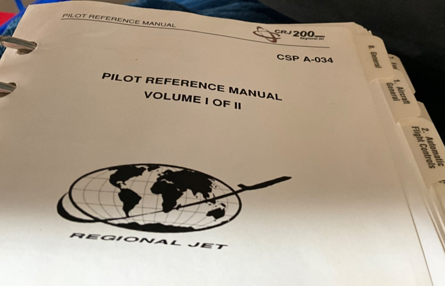 Bombardier CRJ 200 Pilot Reference Manual Volume I ONLY 2001 Training Purposes