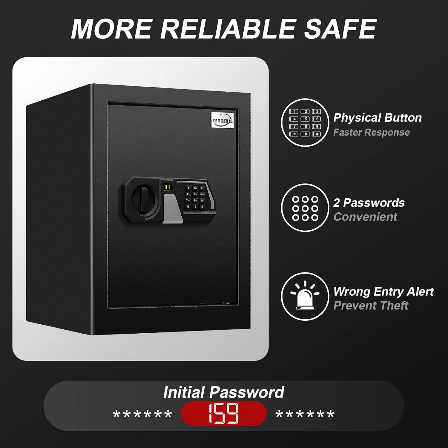 Fireproof Safe Box 2.0 Cuft Electronic Digital Security Box, Keypad Large Loc...
