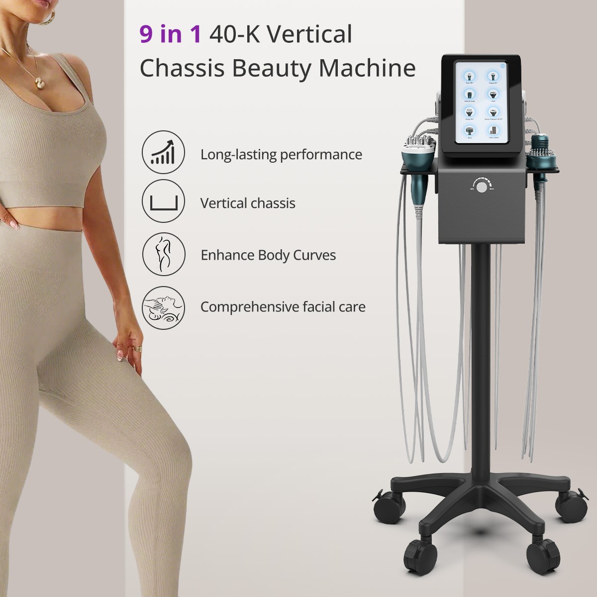9 in 1 Beauty Machine for Skin Smoothing & Enhance Body Curves Vertical Model