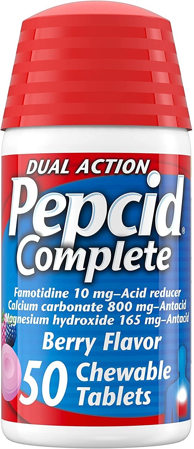 Pepcid Complete Acid Reducer + Antacid Chews for Heartburn, Famotidine,...