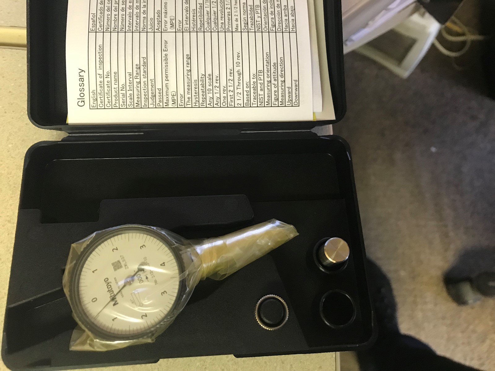 Mitutoyo 513-403-10E Dial Test Indicator, .008" Range, .0001" Graduation - NEW