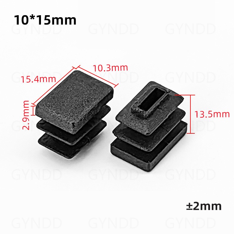 Rectangle Plastic Black Blanking End Cap Caps Tube Pipe Inserts Plug Bung Steel