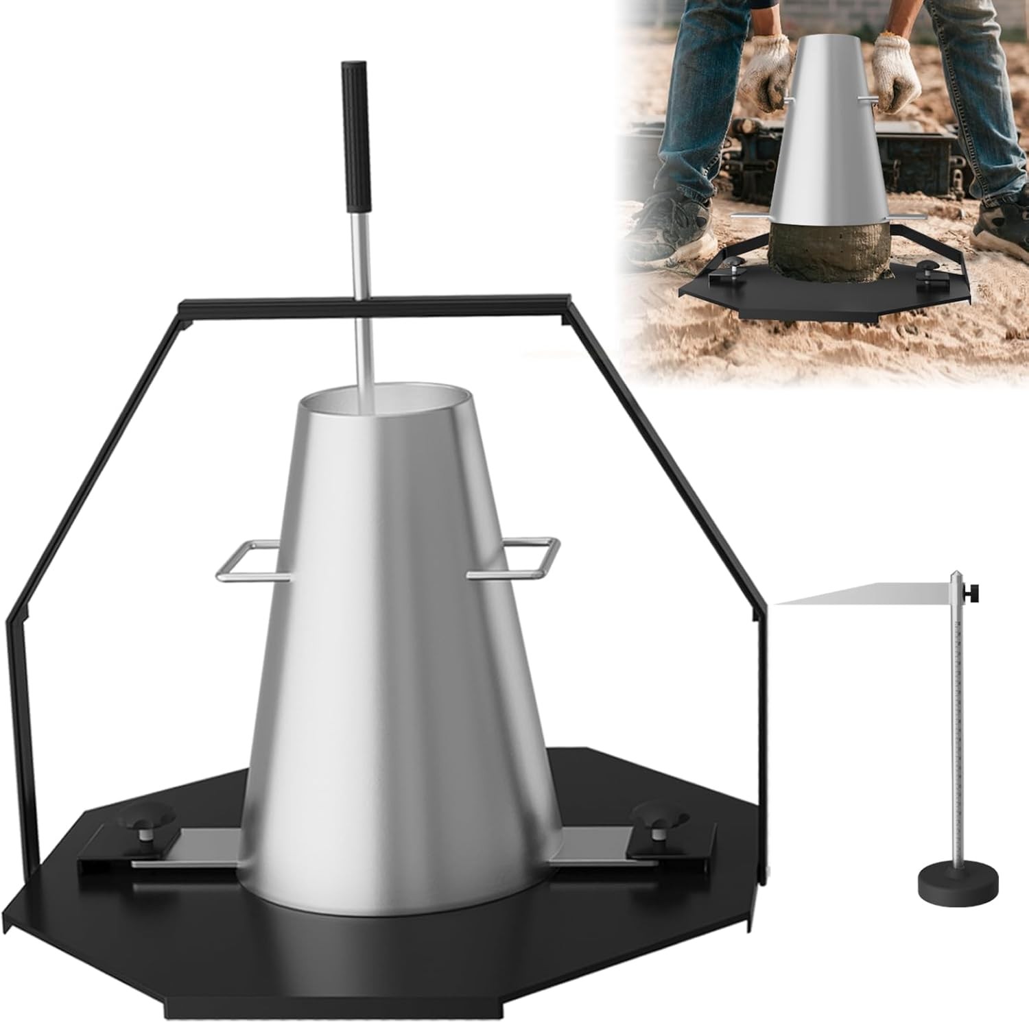 Concrete Slump Cone Test Kit, Heavy-Duty  Slump Cone 12''L x 8''W Standard Size