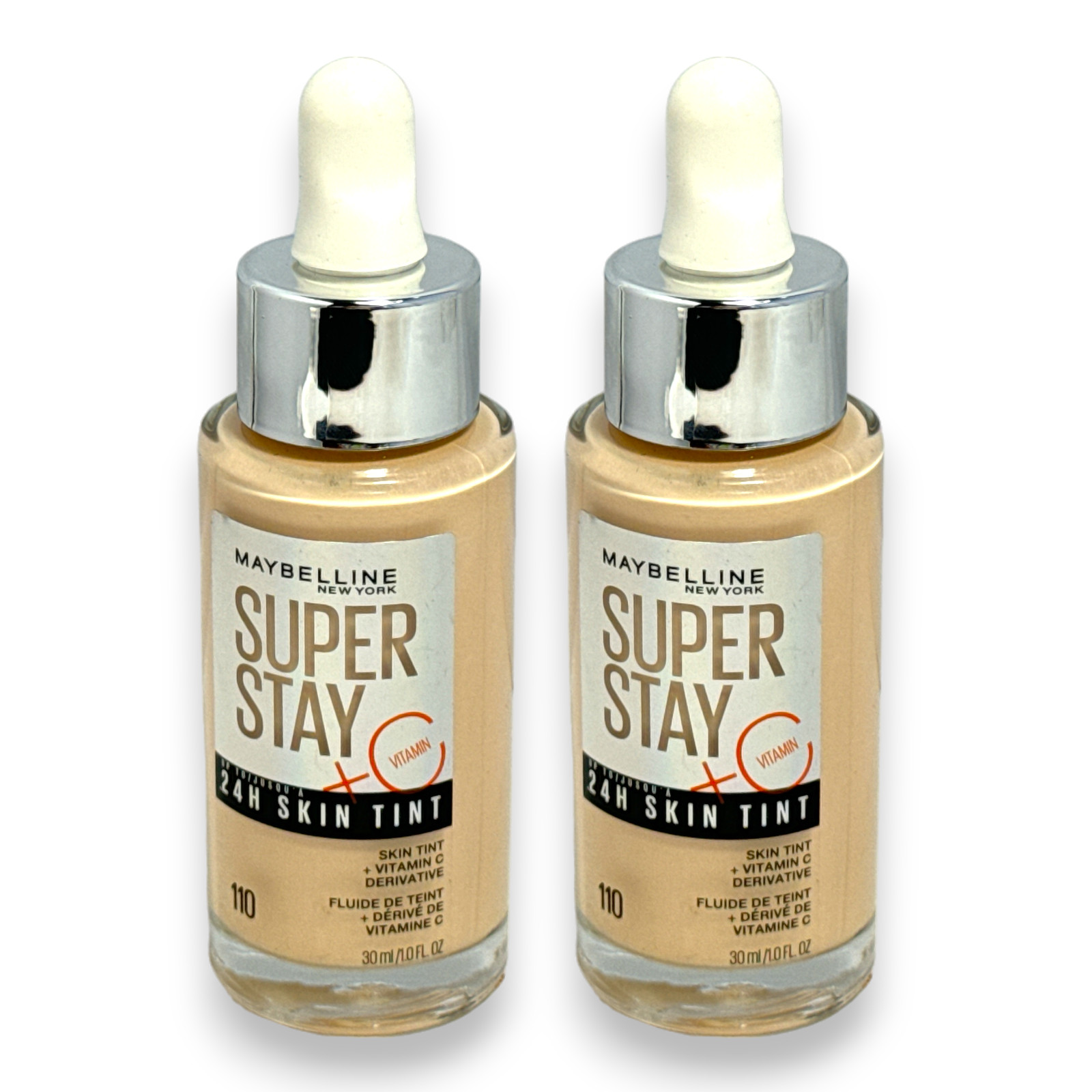 Maybelline Super Stay 24H Skin Tint + Vitamin C -110- New; LOT OF 2