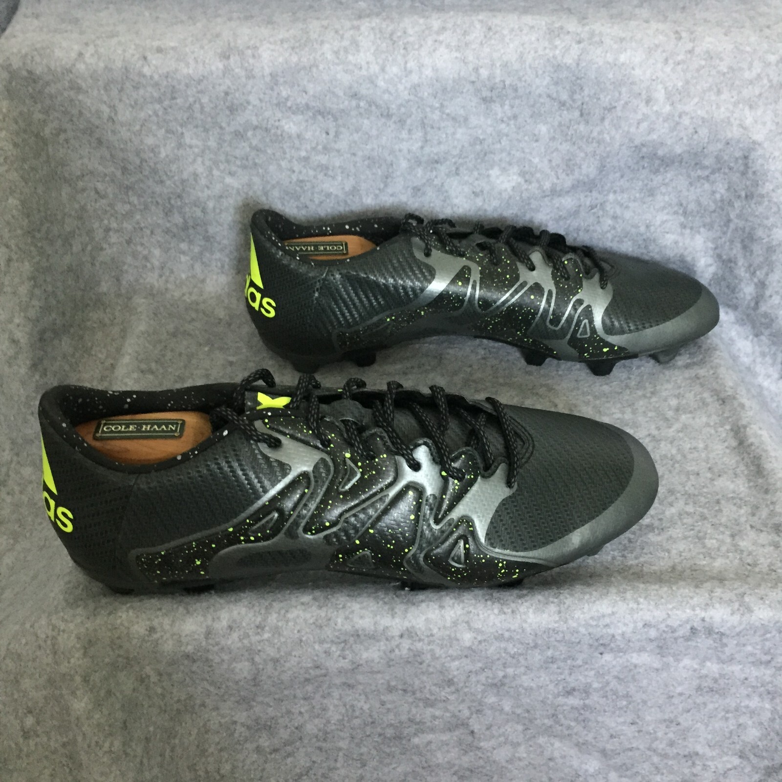 Adidas 15.3X Soccer Cleats, Men's 13 (Black w/ Neon Green Splatter)