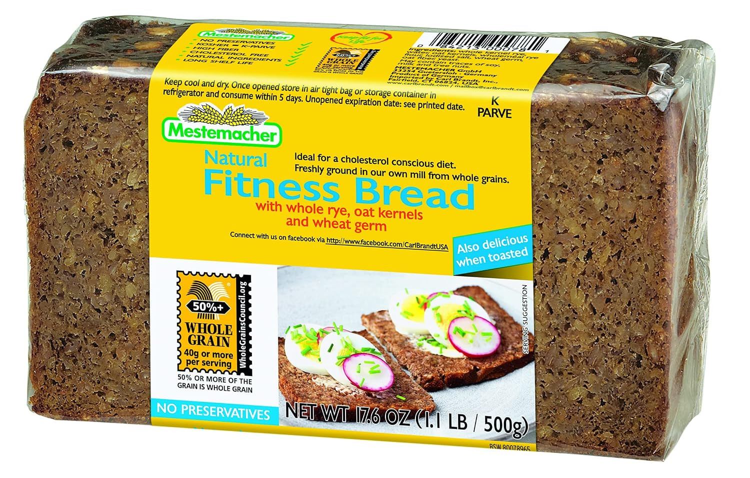 Pumpernickel Bread, 17.6 Oz – Authentic German Whole Rye Pumpernickel Bread, Den