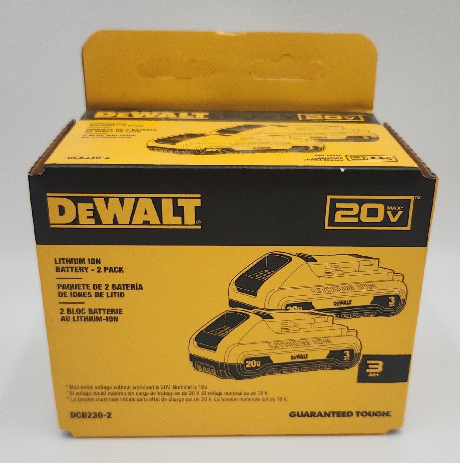 New DeWalt (DCB230-2) 20V MAX Lithium Ion Compact Batteries 2 Pack (3 AH)