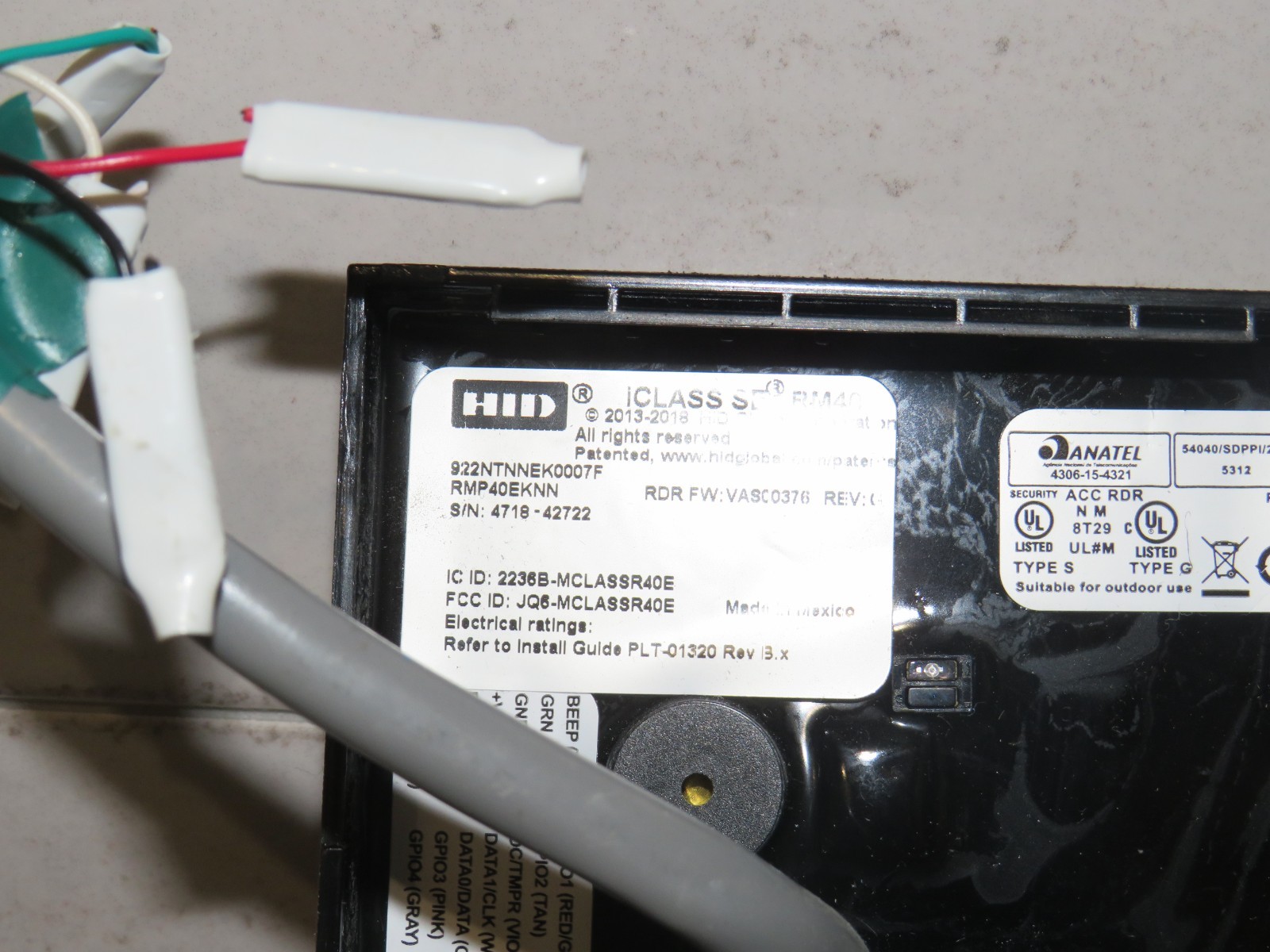HID RM40 ICLASS SE 922NTNTEK0007F CARD READER RMPK40E