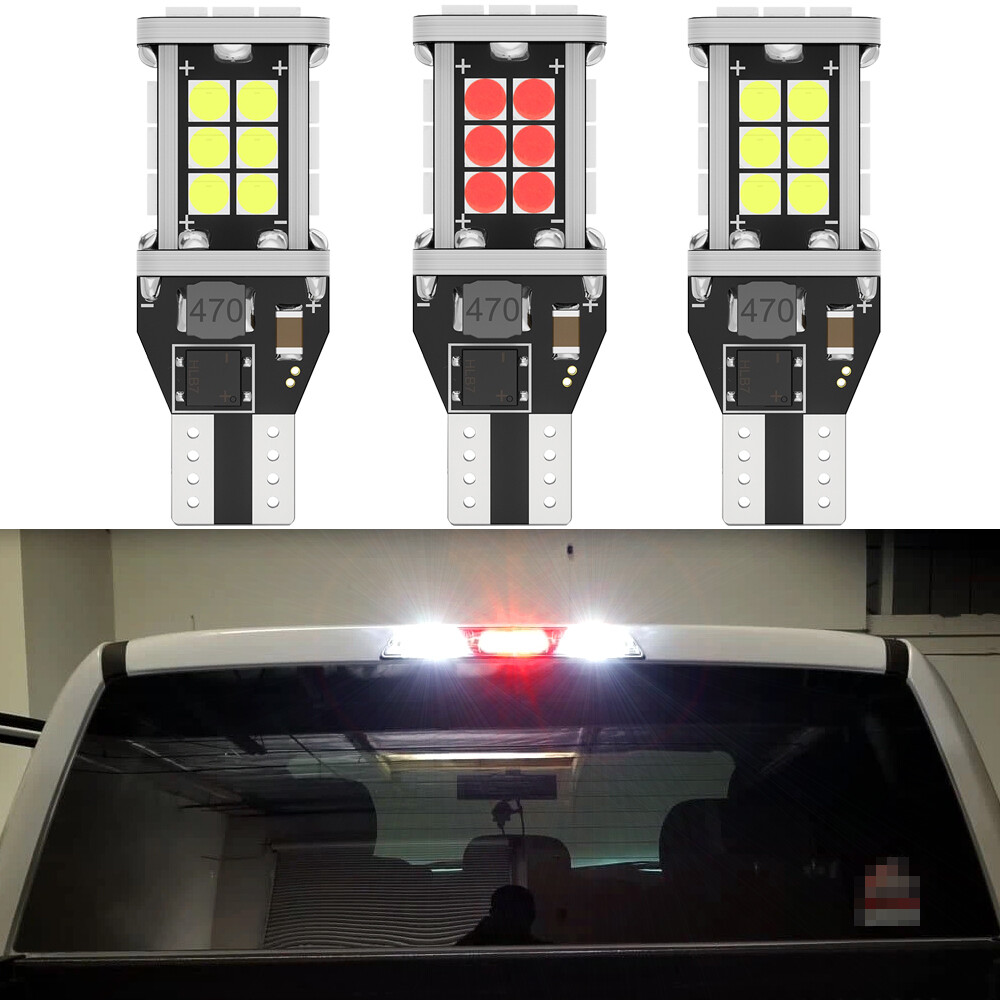 2 White 1 Red 921 912 LED Bulbs for 1997-2021 Ford F-150 Cargo 3rd Brake Lights