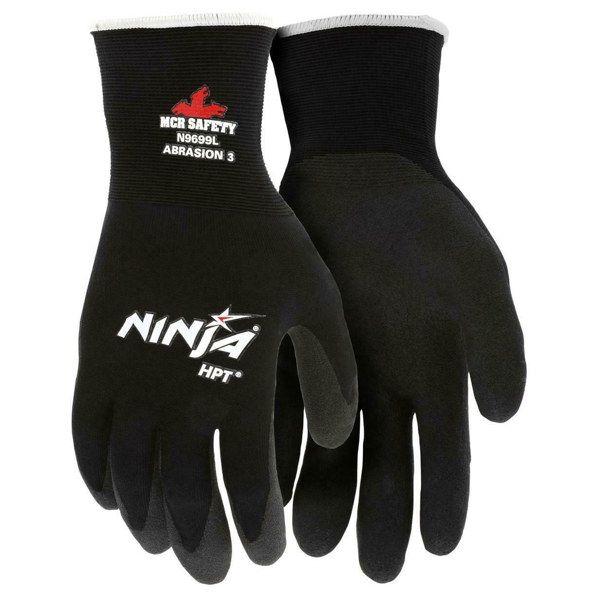 MCR N9699 XL Ninja HPT Coated Black PVC/Nylon Abrasion Restistant Gloves