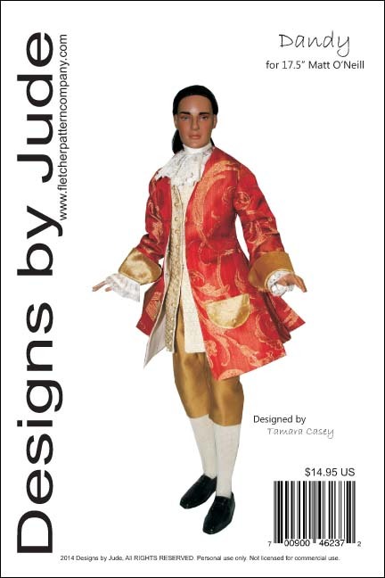 Dandy 1700's Suit Doll Clothes Sewing Pattern for Matt O'Neill Tonner