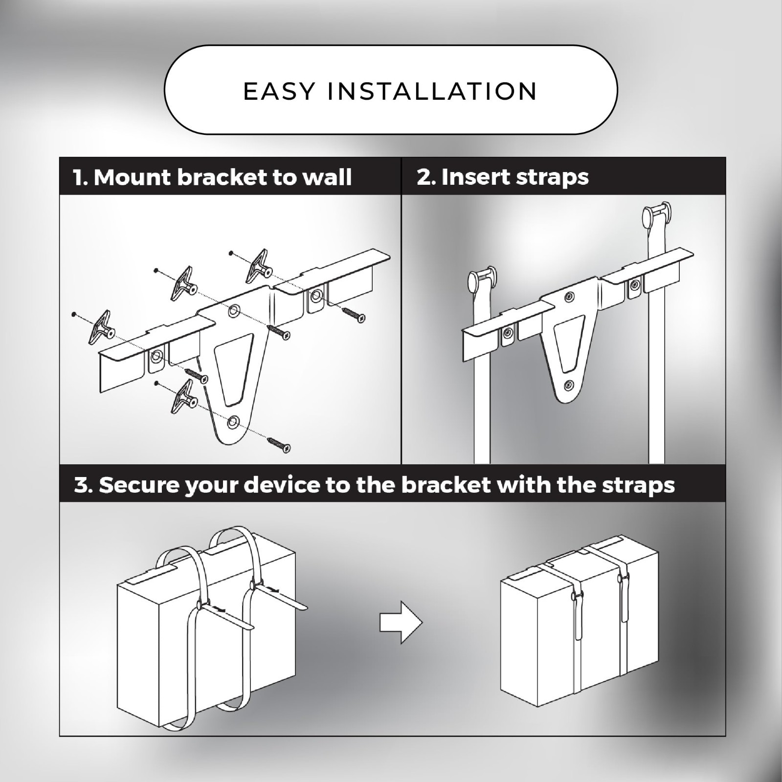 Universal Adjustable Wall Mount for Cable Boxes, DVD Players & Routers - Fits 12