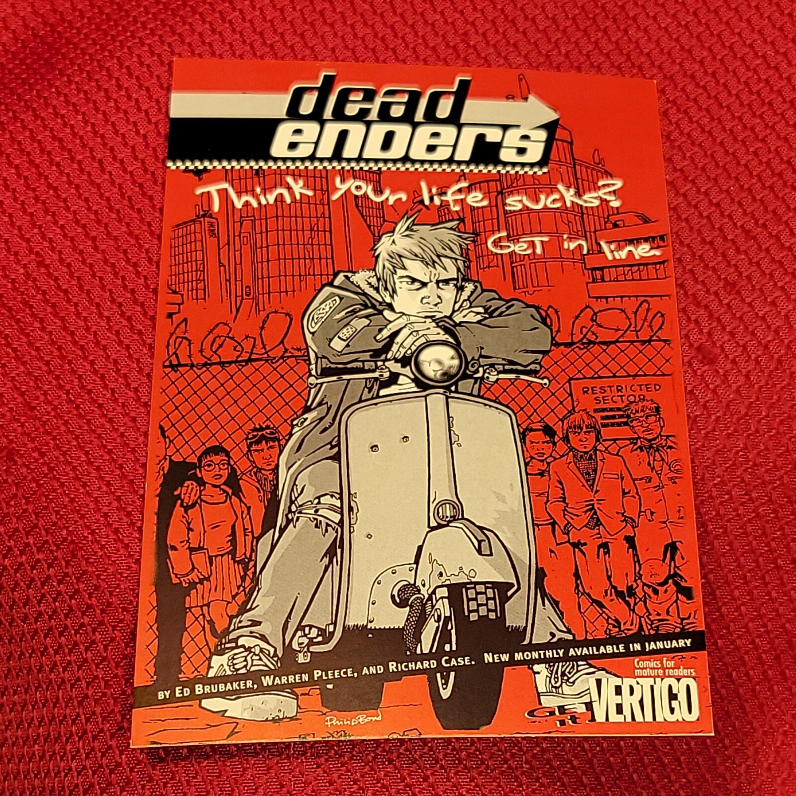 DEADENDERS Postcard comic book promo picture Philip Bond 4" x 6" VTG vespa punk