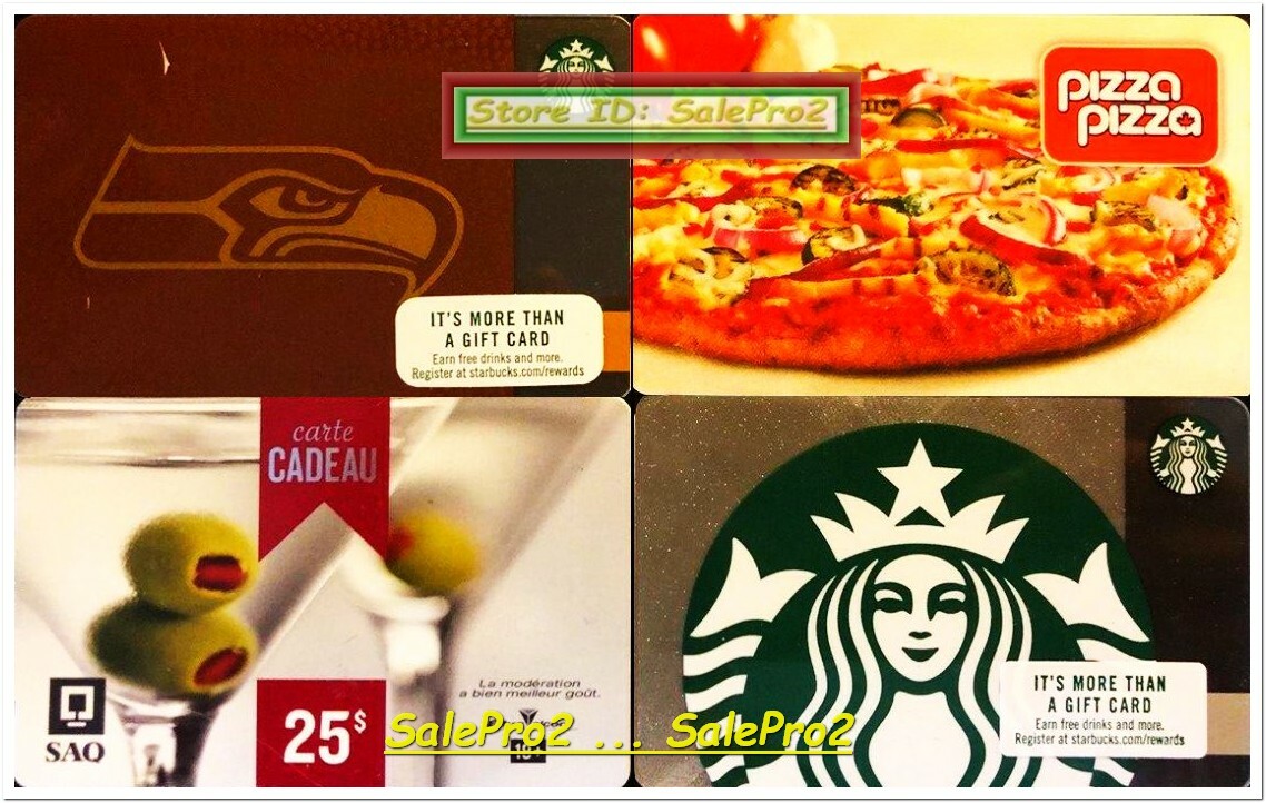 4x STARBUCKS SEATTLE SEAHAWKS PIZZA PIZZA SAQ OLIVES COLLECTIBLE GIFT CARD LOT