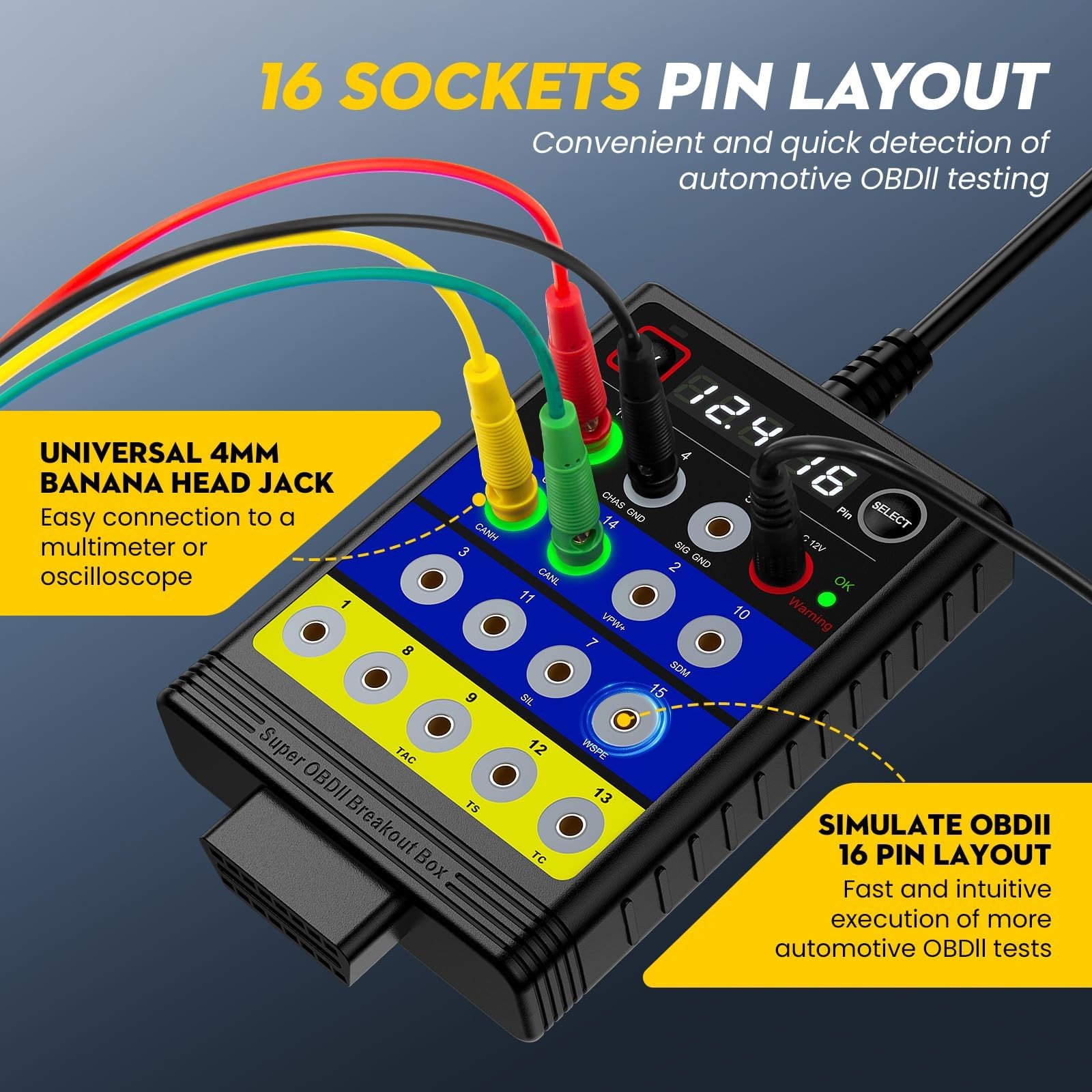 OBD2 Breakout Box OBDII Protocol Detector Car CAN Test Box Break Out Diagnosis