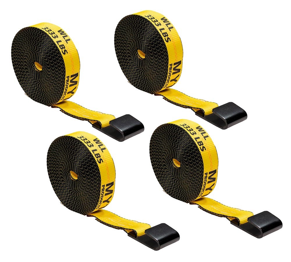 4 Pk 2"x40' Heavy Duty Yellow Winch Straps Tie Down w/Flat Hook WLL# 3,333 lbs