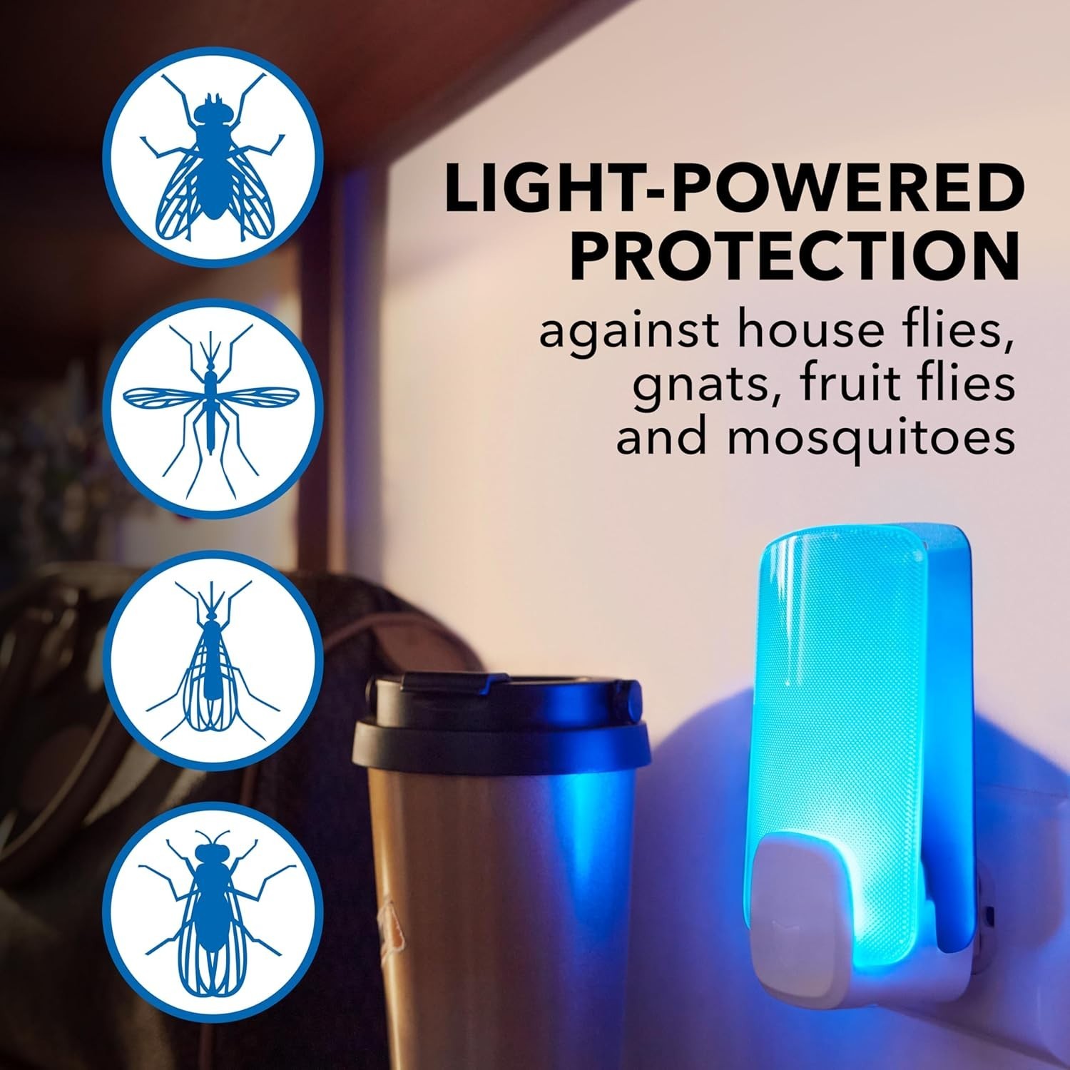 Raid Essentials Flying Insect Light Trap Starter Kit, 1 Device + 1 Refill