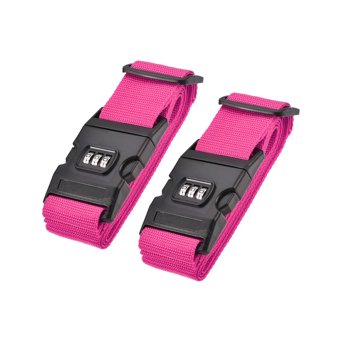 2Pcs Luggage Straps Suitcase Belts 2Mx5cm Adjustable PP Travel for Rose Red