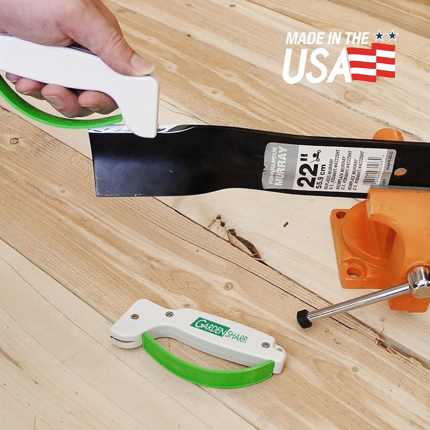 Ergonomic Garden Tool Sharpener for Lawnmower and Pruning Tools - Safe Design
